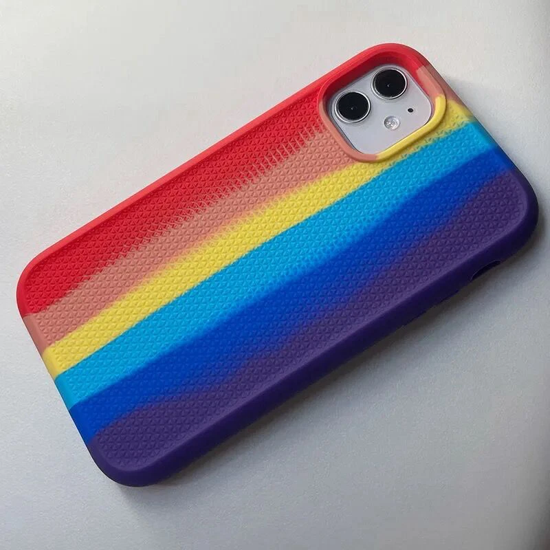

shockproof phone case for iphone xr xs max x rainbow color case for iphone 7 plus 8 anti-fall back cover for iphone 12mini shell