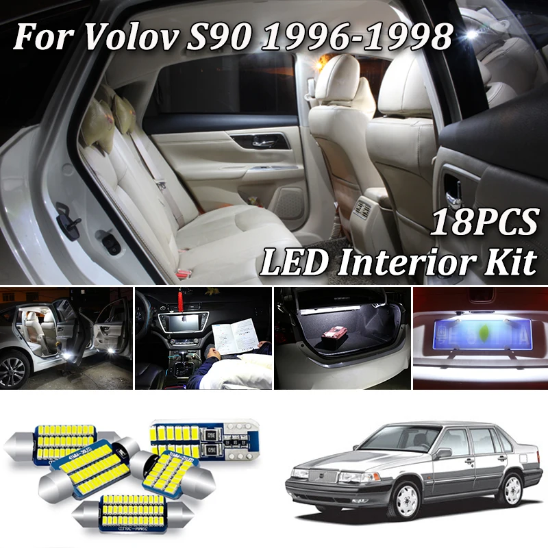 

18 шт. без ошибок белый Canbus для Volvo S90 964 седан СВЕТОДИОДНЫЙ светильник свет + комплект ламп номерного знака (1996-1998)