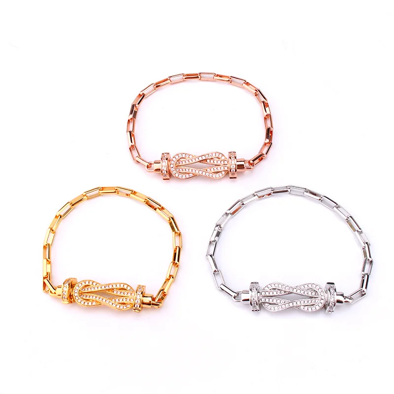 

Personalized Knot Buckle Full Zircon Bracelet Fashion Hand Jewelry For Women