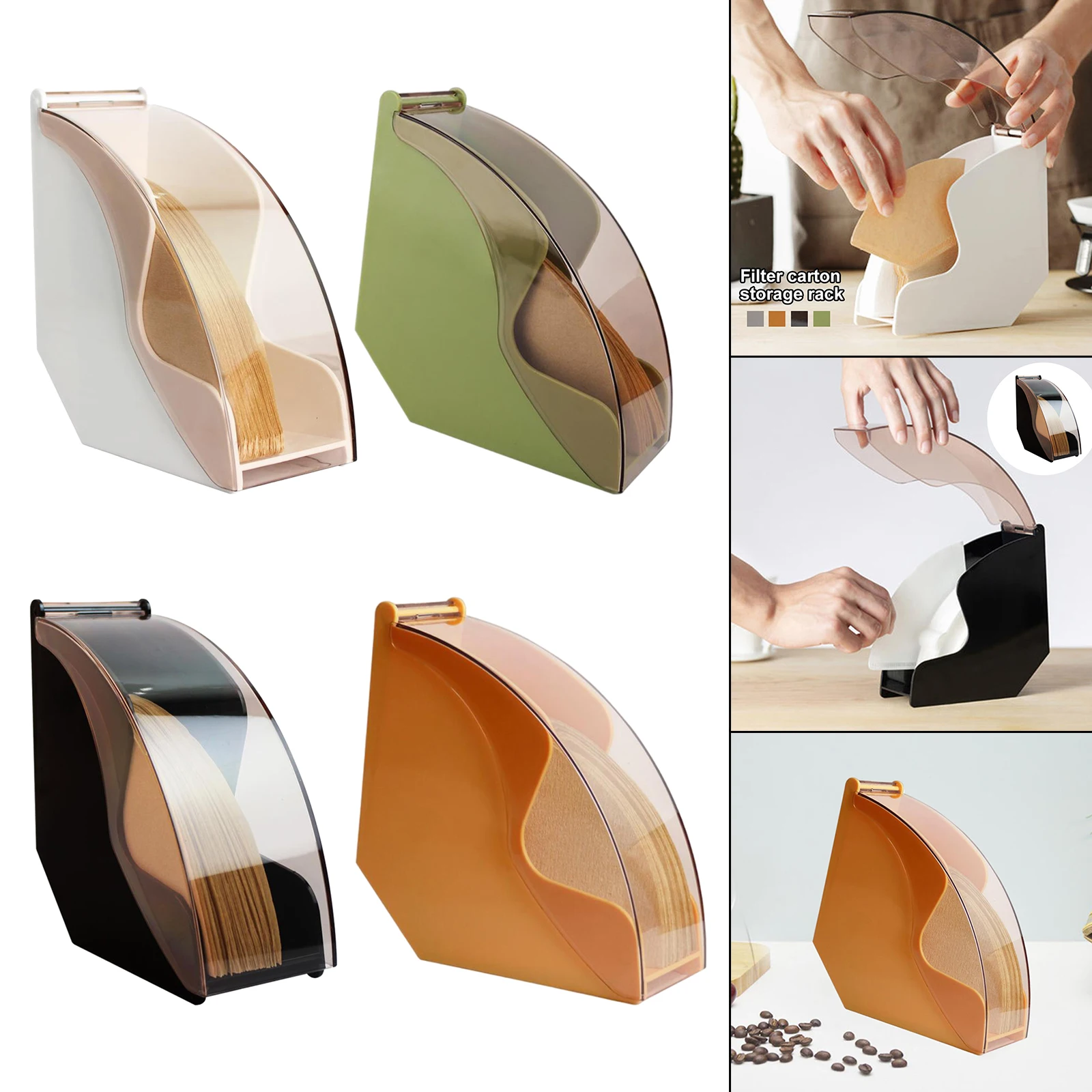 

Dust-proof Coffee Filter Paper Holder with Acrylic Cover Sector Coffee Filters Dispenser Rack Storage