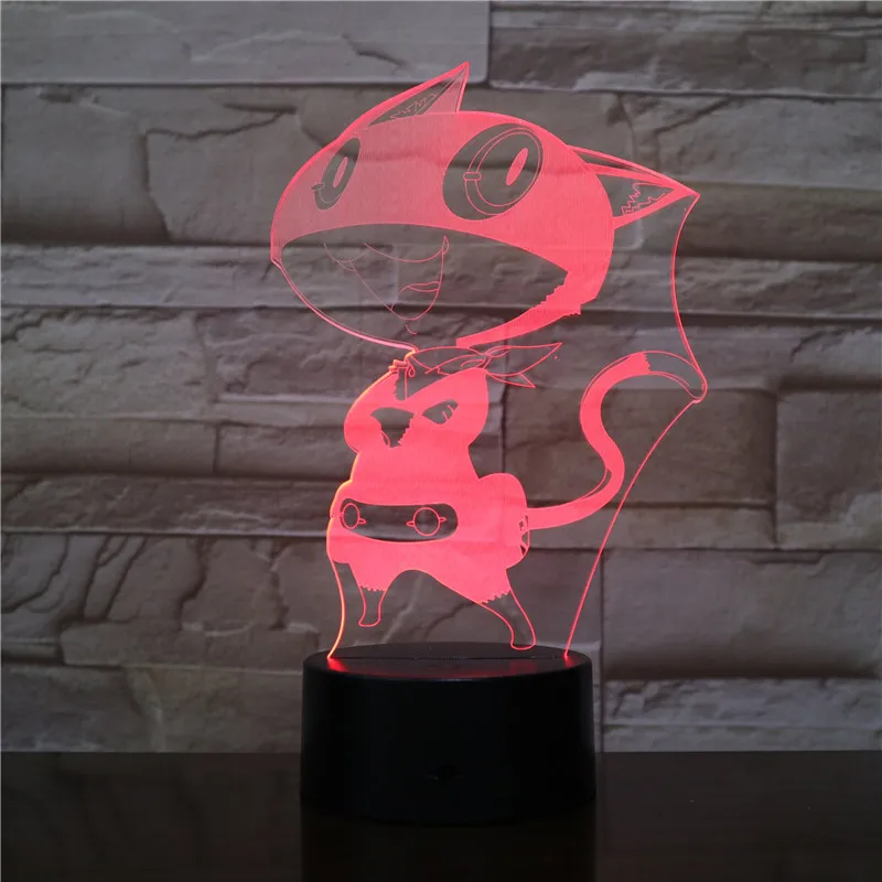 7 цветов 3D Визуальный Usb мультфильм Кот моделирование светодиодная Фея лампа