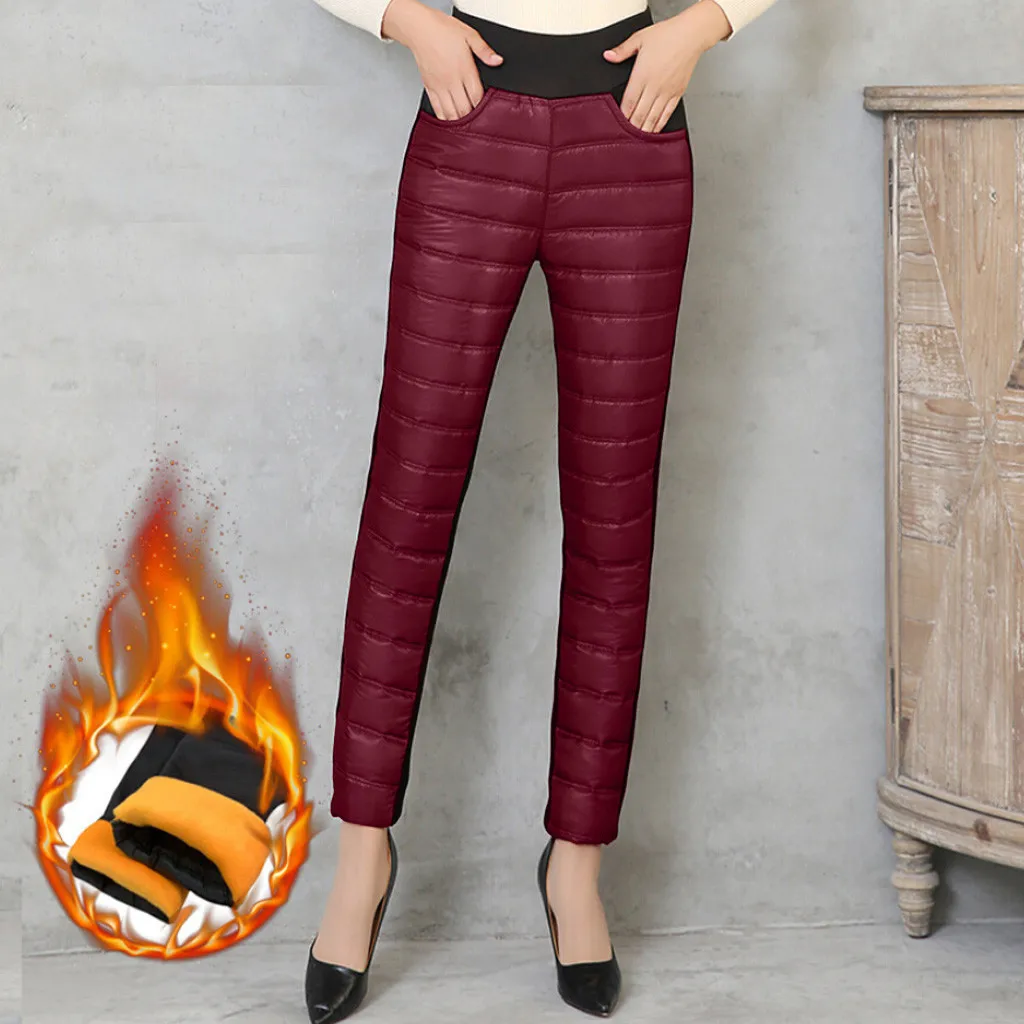 Новые однотонные флисовые брюки для женщин теплые с высокой талией женские