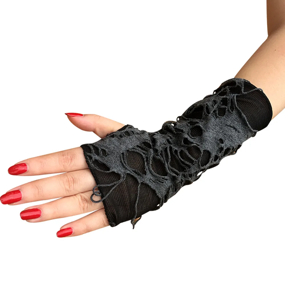 

Halloween Lady Beggar Black Ripped Gloves Cosplay Girl Punk Dark Gloves Clothes Accessories