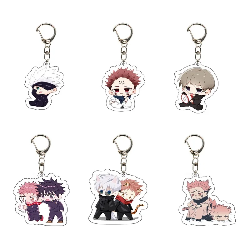

Hot Anime Jujutsu Kaisen Gojo Satoru Keychains Yuji Itadori Megumi Fushiguro Nobara Kugisaki Acrylic Double Sided Key Ring Gift