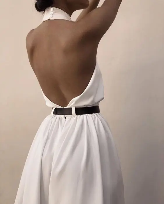 

2021 New Women Jumpsuits Sexy Backless Hollow Out White Rompers Female Solid Wide Leg Loose Ruffled Jumpsuits