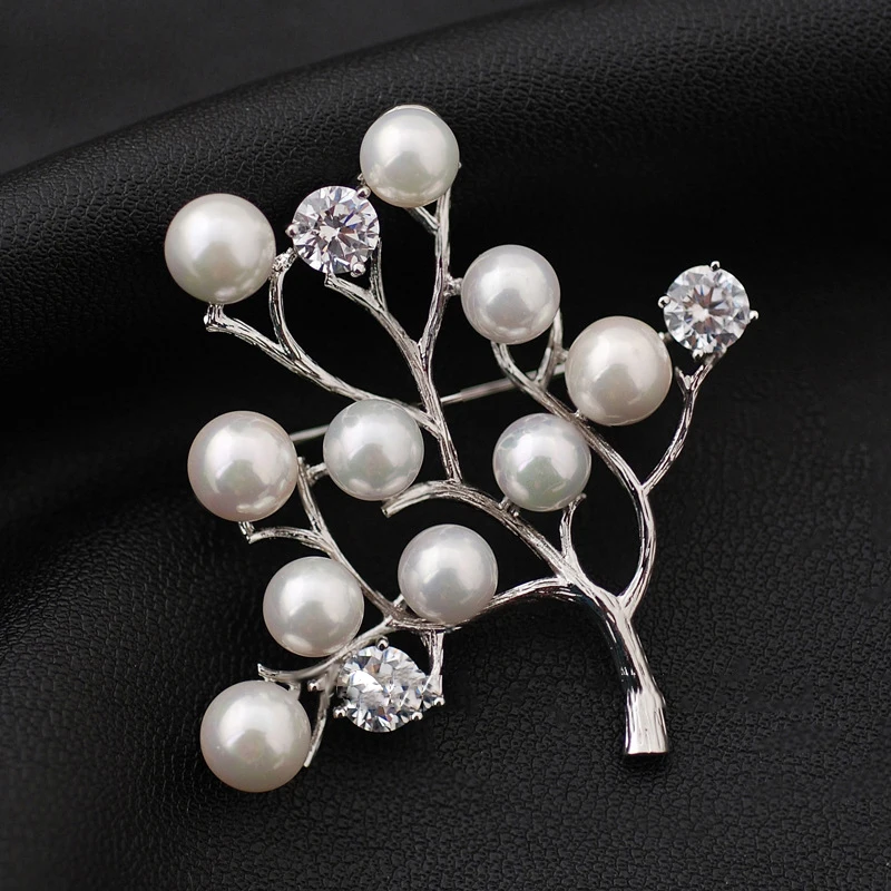 Новая мода филиал Имитация Жемчуга Роскошный горный хрусталь атмосферная брошь
