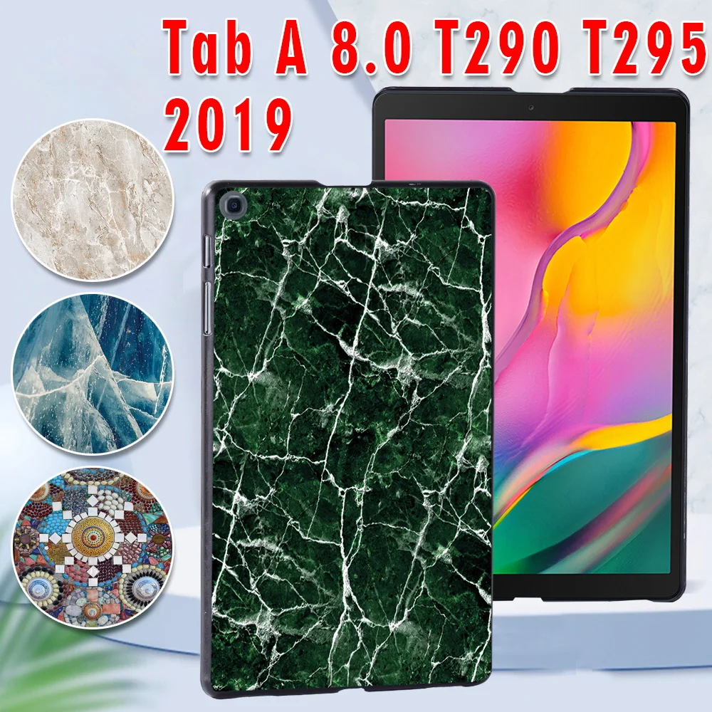 

Case for Samsung Galaxy Tab A 8.0 (2019) T290/T295 Marble Printed PC Plastic Protective back Tablet shell Cover + Free pen