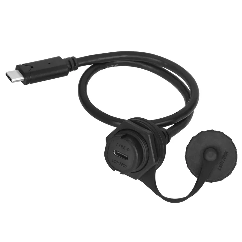 

Waterproof Type-C USB Connector IP67 Industrial USB Connectors Wire Data Adapter Plug Female Panel Mount Socket with 0.3M Cable