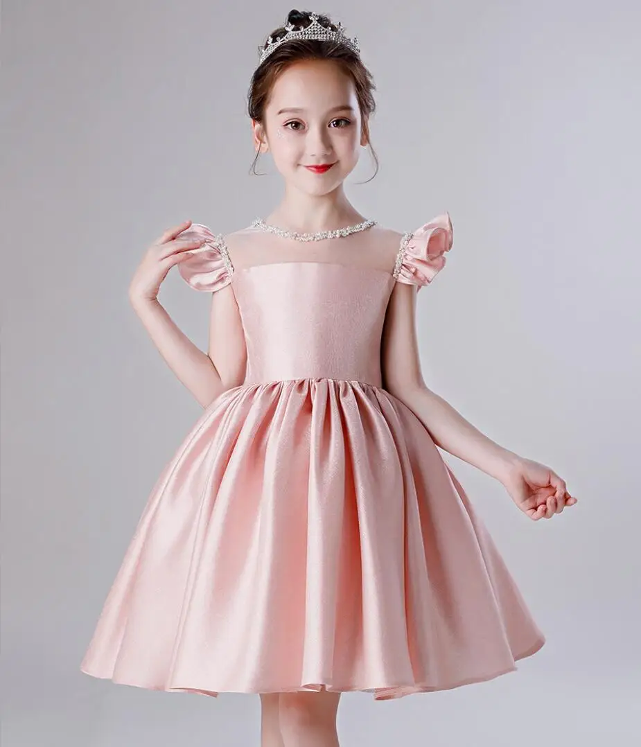 Платье принцессы розовое Тюлевое бальное платье для девочек на свадьбу день