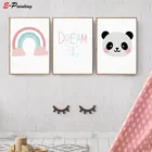 Детская Настенная картина для детской комнаты, большие принты мечты, кавайные плакат панды, украшение для детской спальни, художественная декоративная картина на холсте, нордическая