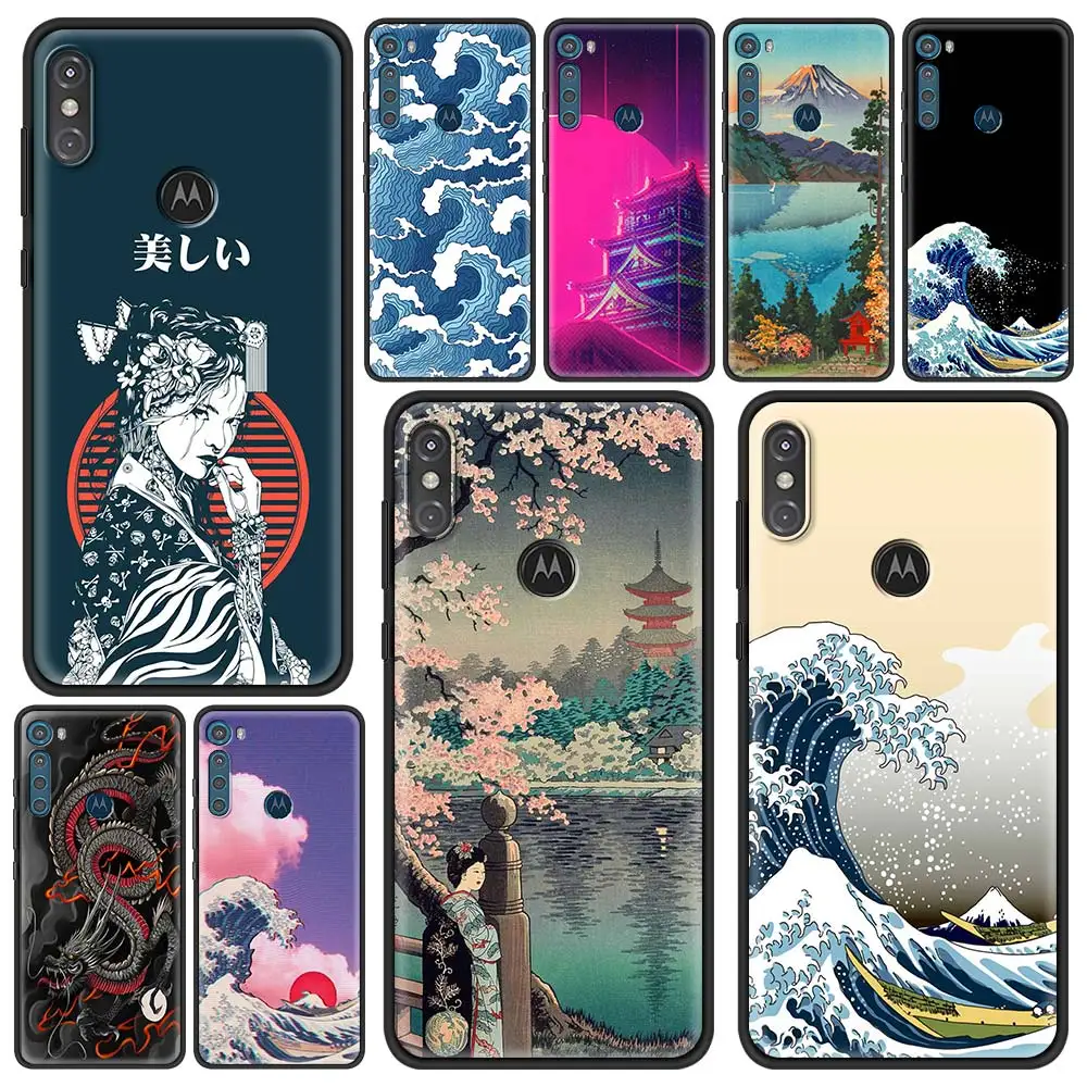 

Case for Motorola Moto G9 Play One Fusion Plus G8 Power Lite Soft Funda Hype G Stylus E6s E7 Phone Cover Japanese Style Art Capa