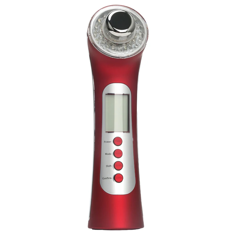 Перезаряжаемый гальванический массажер для лица 5 в 1 светодиодный светильник