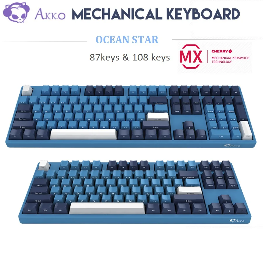 Механическая игровая клавиатура с AKKO океанской звездой 87 клавиш 108 Cherry MX