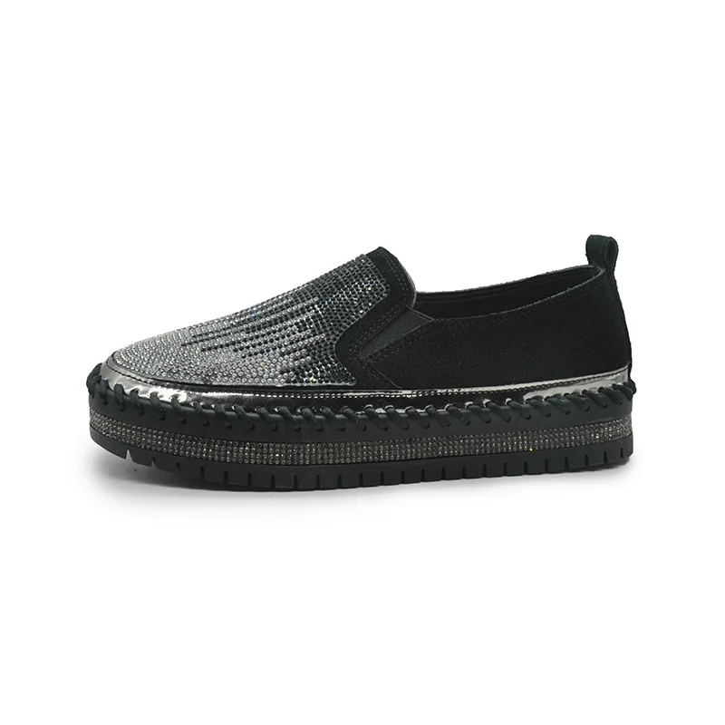 

Shoes Woman 2021 Loafers With Fur Slip-on Casual Female Sneakers Round Toe Flats Crystal Clogs Platform New Slip On Dress Rhines