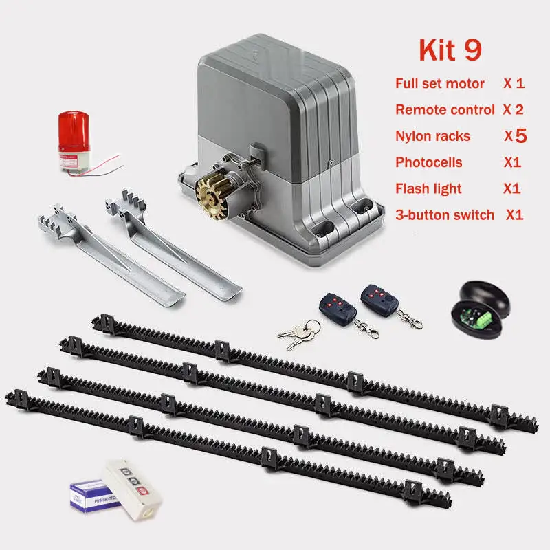 

High quality 500-1800kg door automatic rolling sliding gate opener with 4 meters of nylon gear racks to move gate open