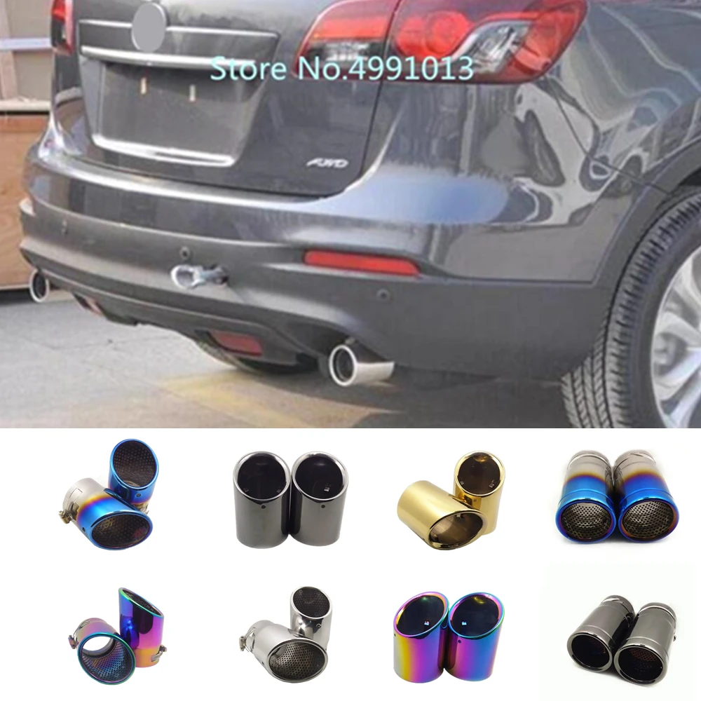 

Для Mazda CX-9 CX9 2013 2014 2015 защитная задняя крышка автомобиля, задний глушитель из нержавеющей стали, выпускной отверстие трубы, специальный выхло...