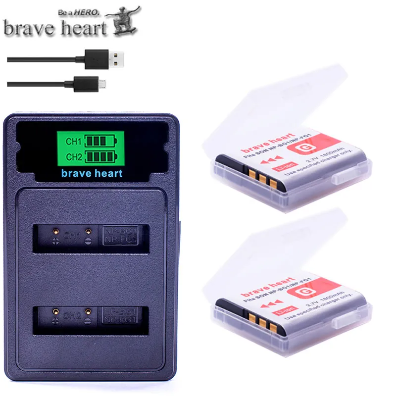2x bateria NP BG1 FG1 NP-BG1 батарея+ ЖК-дисплей двойное зарядное устройство для SONY DSC-H3 DSC-H7 DSC-H9 DSC-H10 DSC-H20 DSC-H50 DSC-H55 DSC-H70 - Цвет: charger and 2battery