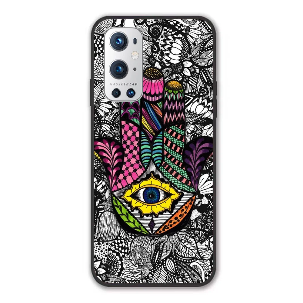 

For OnePlus Colorful Hand Drawn Hamsa Hand an Floral Drawings Soft TPU Border OnePlus 7 7T 7Pro 8 8T 8Pro 9 9Pro Case