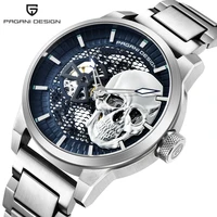 new pagani design mens watches skeleton tourbillon watch men mechanical watch stainless steel waterproof blue relogio masculino