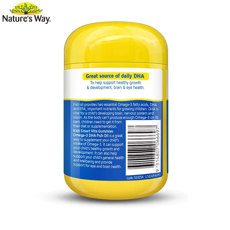 Nature's Way Kids Smart Omega3 DHA EPA рыбное масло жевательные резинки 60 пастиков мозг глаз