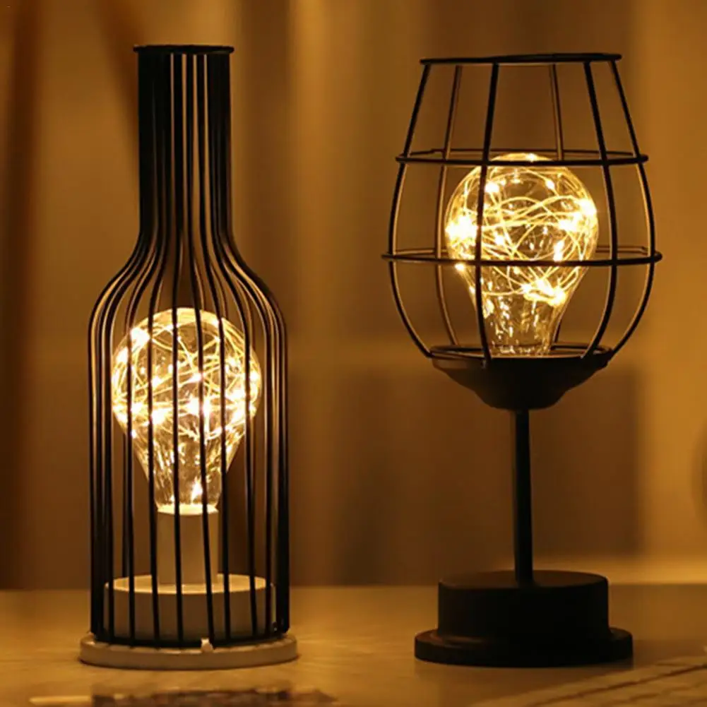 3D iron wine bottle night light creative table lamp classic and elegant for family bedroom living room decoration | Лампы и освещение