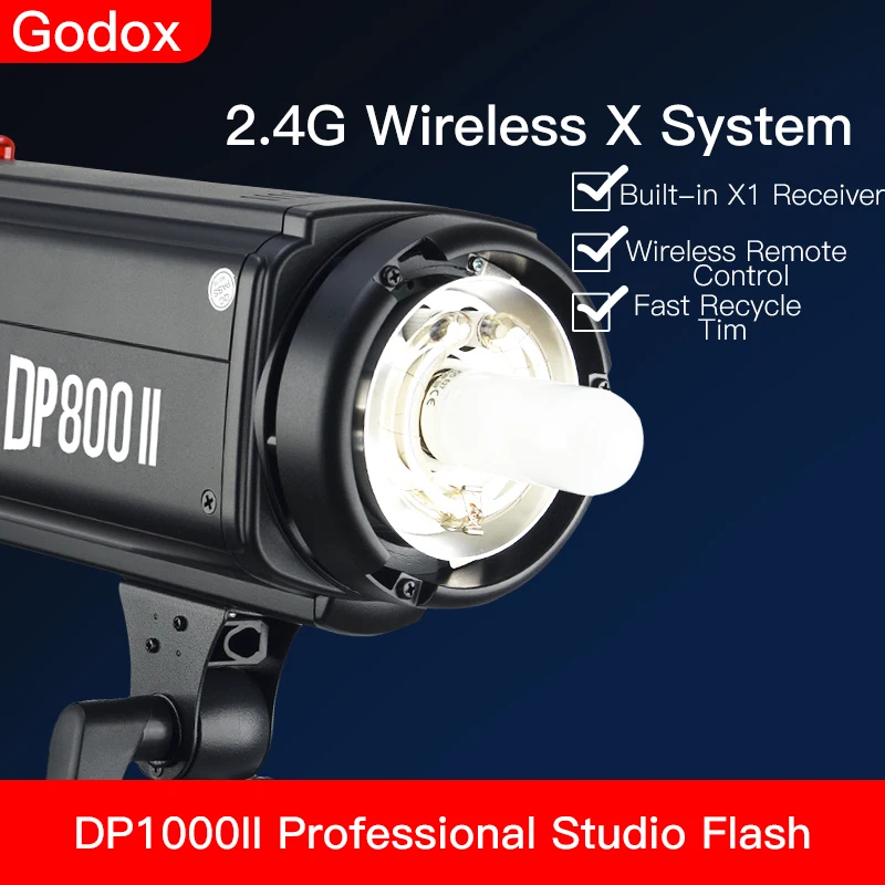 

Godox DP800II 800Ws GN88 профессиональный студийный стробоскоп со встроенным Godox 2,4G Беспроводная система X предлагает профессиональную съемку