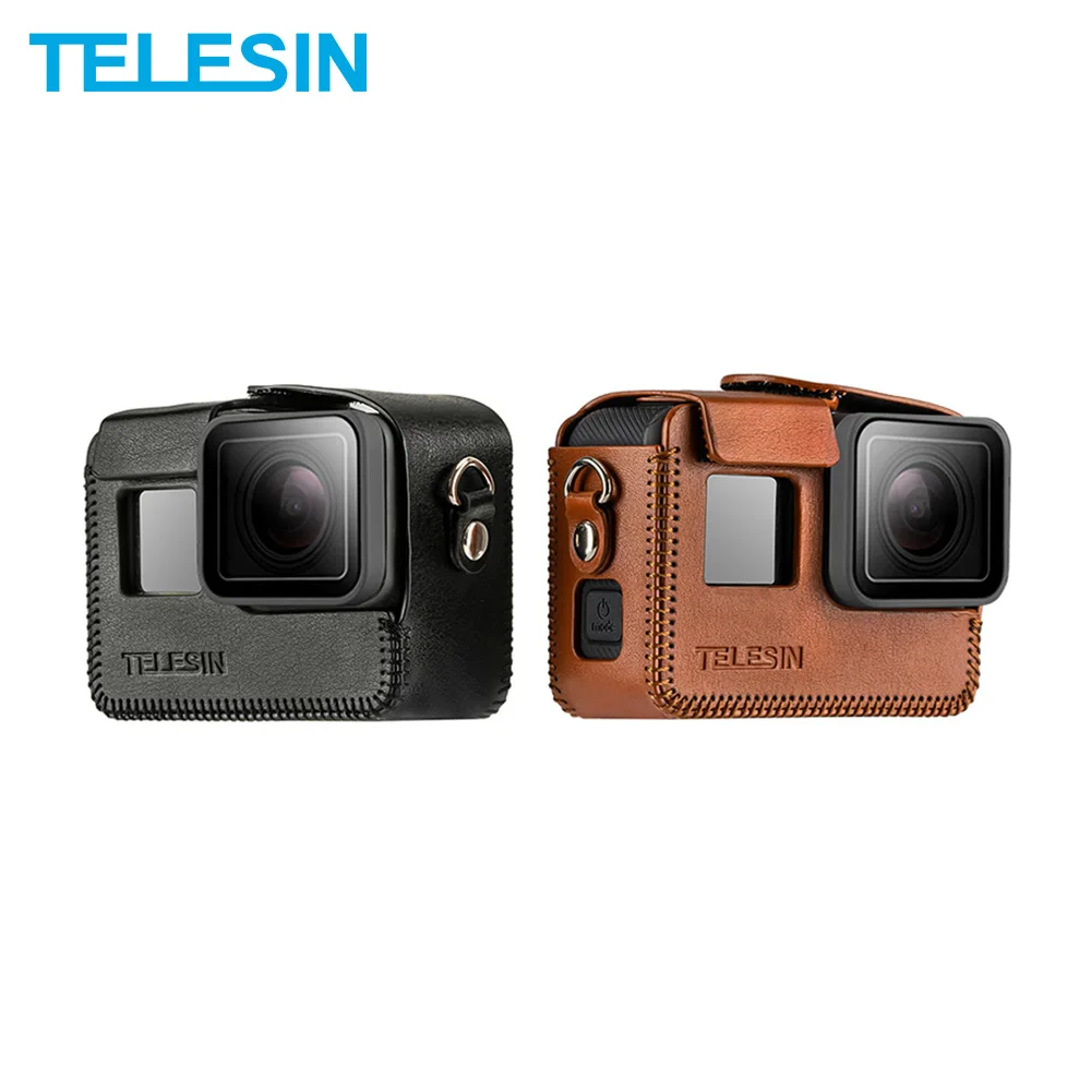 Телесин из искусственной кожи чехол для GoPro Hero 8 для Hero 5 6 7 черная рамка Крышка мини-протектор черный коричневый с длинным ремешком аксессуары