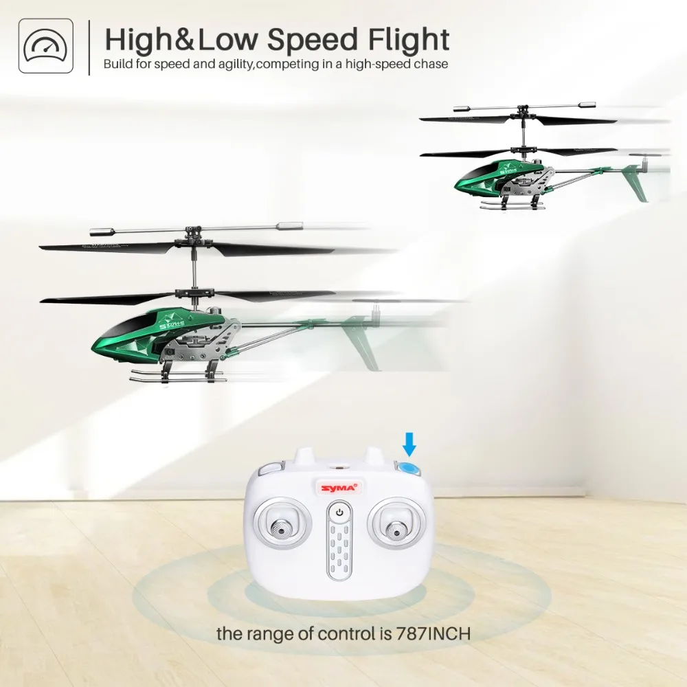 Syma S107H-E, металлический мини-Дрон, один ключ, радиоуправляемые вертолеты для детей, взрослые игрушки, уличный Забавный Дрон, 2,4 ГГц, пульт дистанционного управления