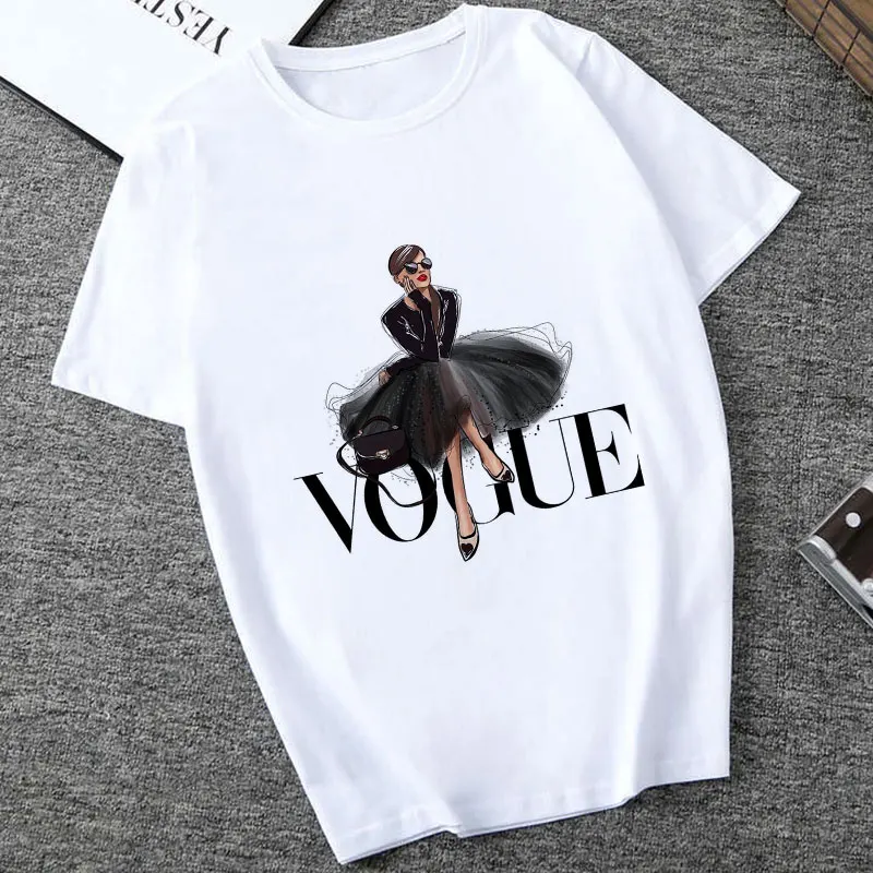 Poleras Mujer De Moda летняя футболка Женская Vogue с буквенным принтом Vogue Harajuku футболка плюс размер панк Футболка Camiseta Mujer