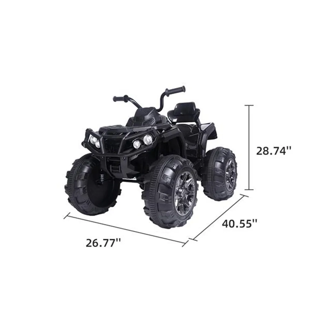 

12V Kids Electric 4-Wheeler ATV Quad Ride On Car Toy with 3.7mph Max Speed Treaded Tires LED Headlights AUX Jack Radio