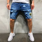 Джинсовые шорты мужские с карманами, свободные прямые брюки из денима, для отдыха, езды на мотоцикле, летние модные Стрейчевые штаны