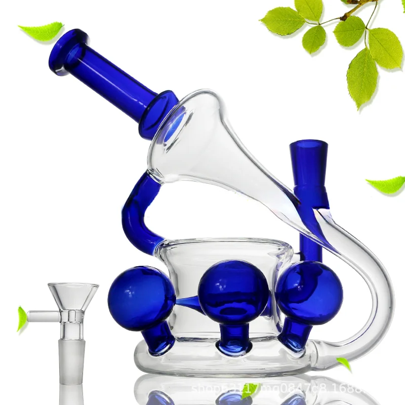

TT New Hookah Blue Glass Water Pipe Filter Smoke Pipe Glass Crafts Home