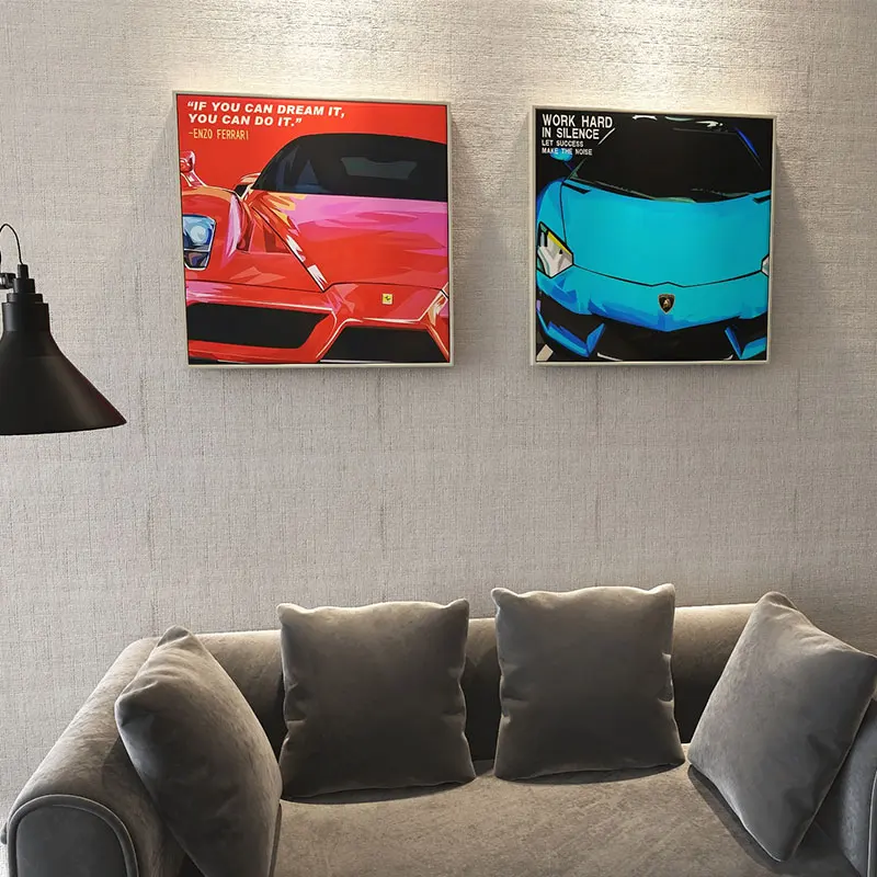 

Красочная Картина на холсте с изображением спортивного автомобиля, постеры и принты с мотивами жизни, настенные картины с изображением гон...