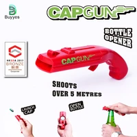 untior portable cap gun creative flying cap launcher bottle beer opener bar tool drink opening gun shaped bottle lids shooter
