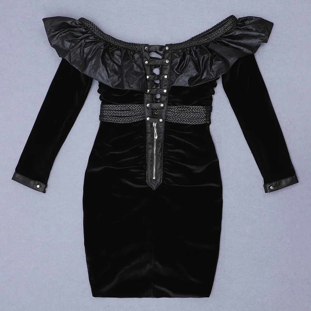 

Ocstrade Runway Sexy Strapless Bodycon Dress 2020 Autumn Winter Women Long Sleeve Black Bodycon Dress Club Night Party Dress