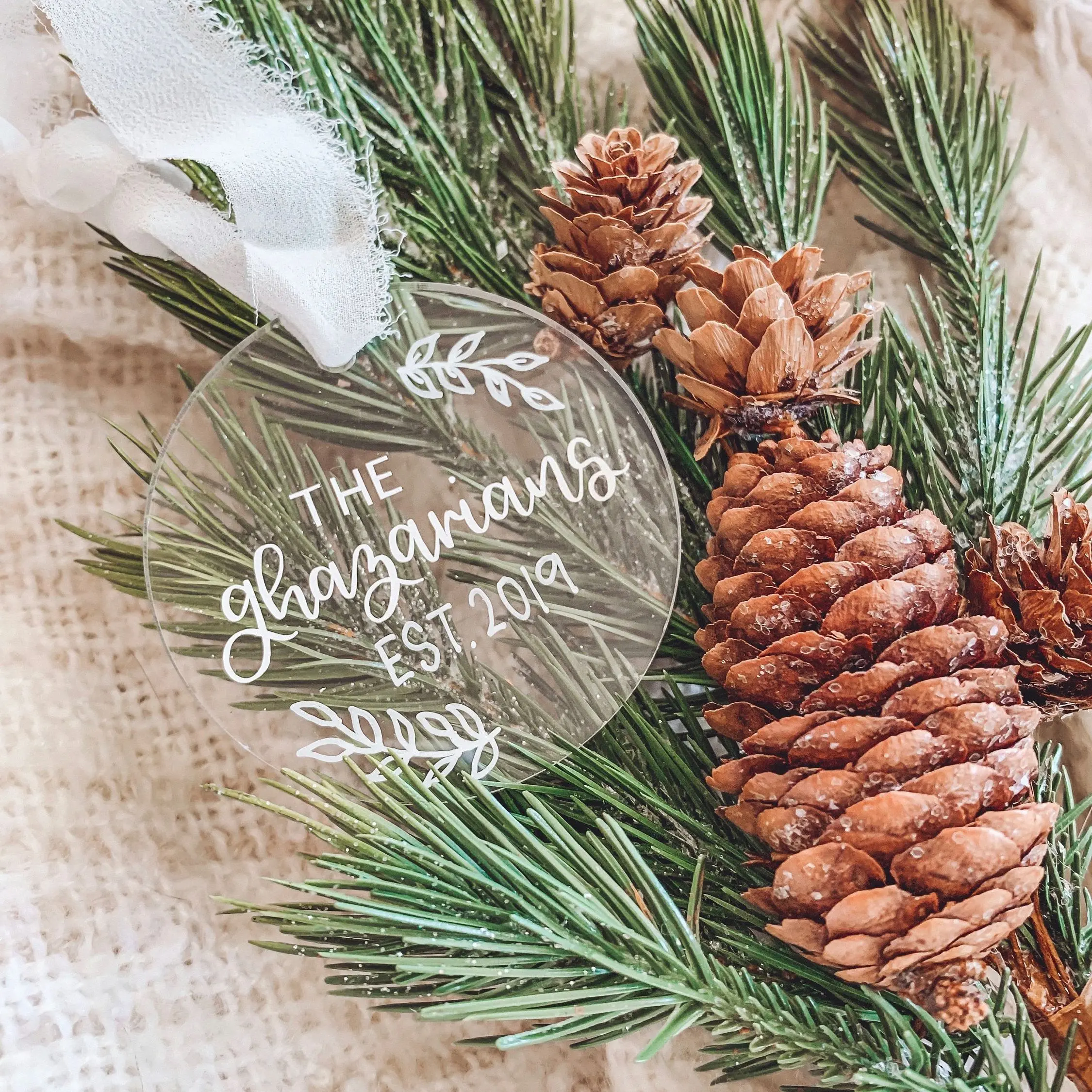 

Персонализированное украшение для новорожденных, Рождественское украшение на заказ, только что свадебный подарок, каллиграфическое украш...