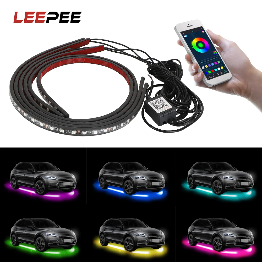 

LEEPEE Waterproof APP Control Car Chassis Neon Atmosphere Light Car-styling Car UnderglowLED Light RGB Multicolor LED Strip