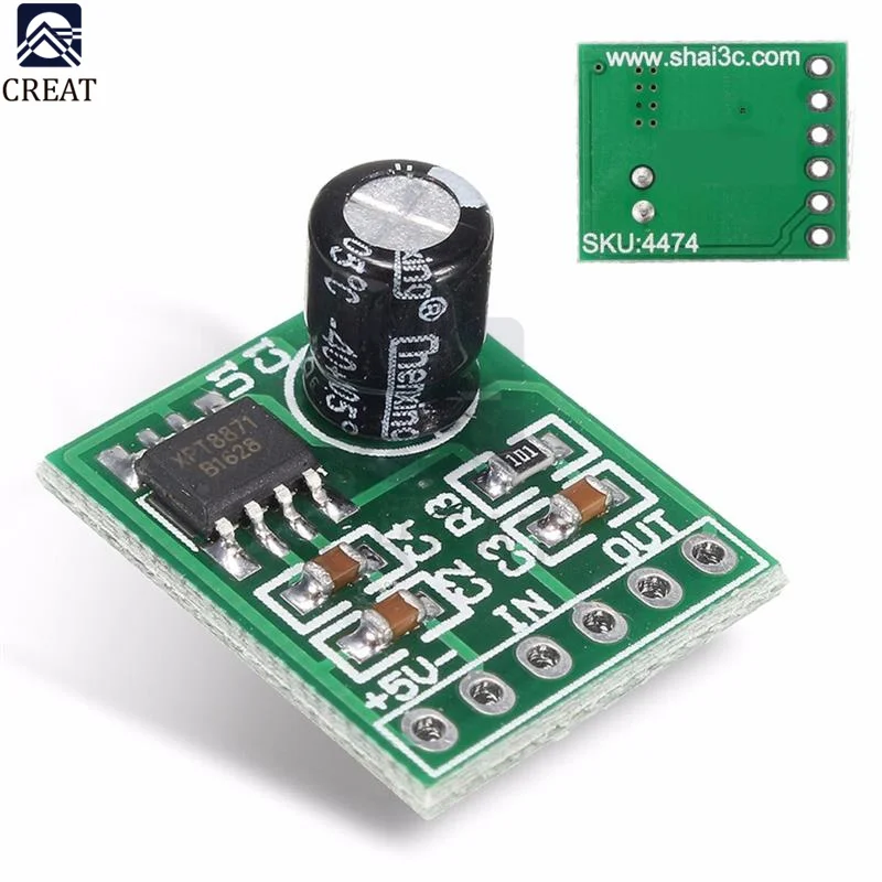 

Моно-стерео усилитель мощности литиевой батареи Mini XPT8871, плата 6 Вт, коммутационный модуль 3 В, 5 В, 5 Вт, аудиовыход, рандомная мощность