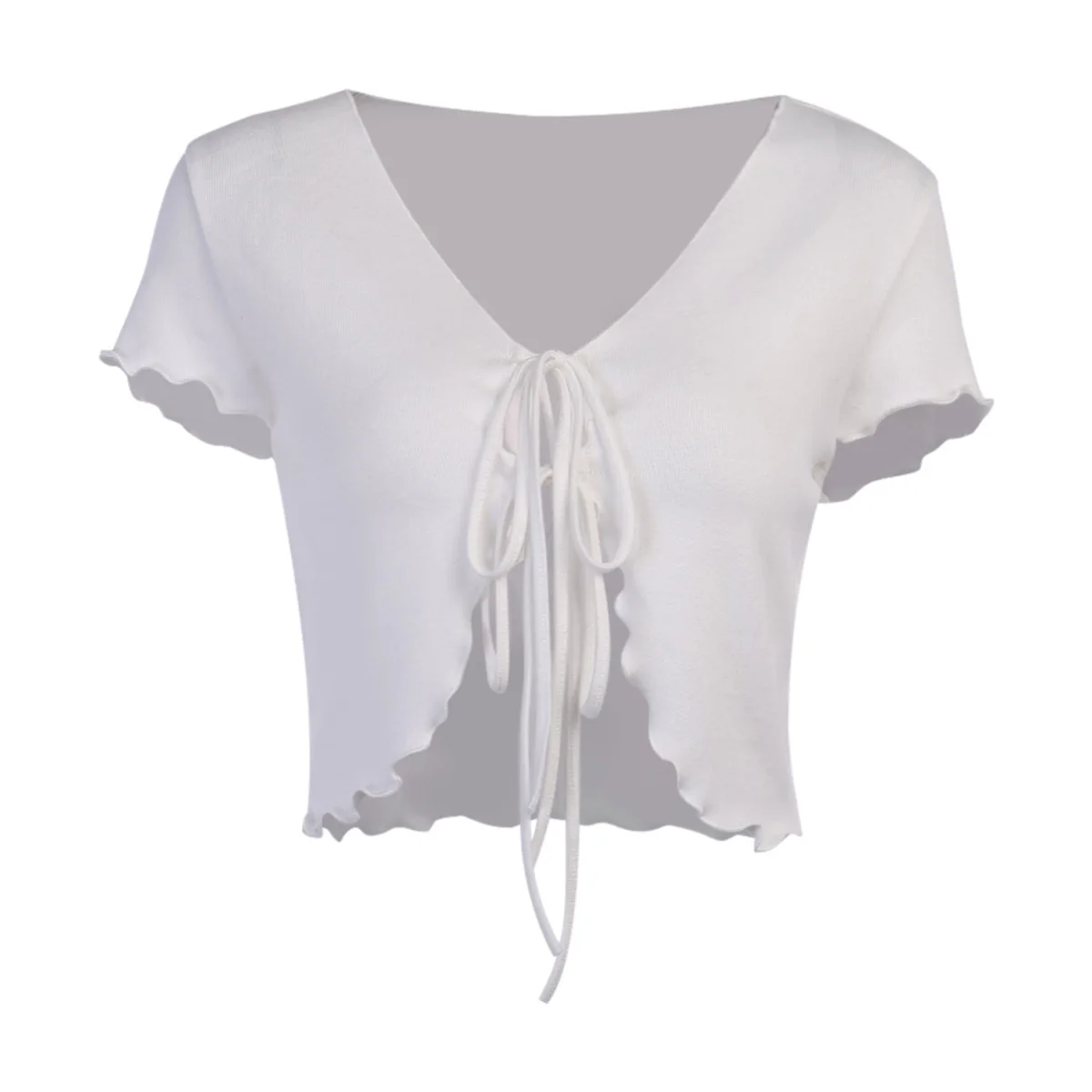 Летние женские сексуальные футболки на шнуровке модные ребристые вязанные топы