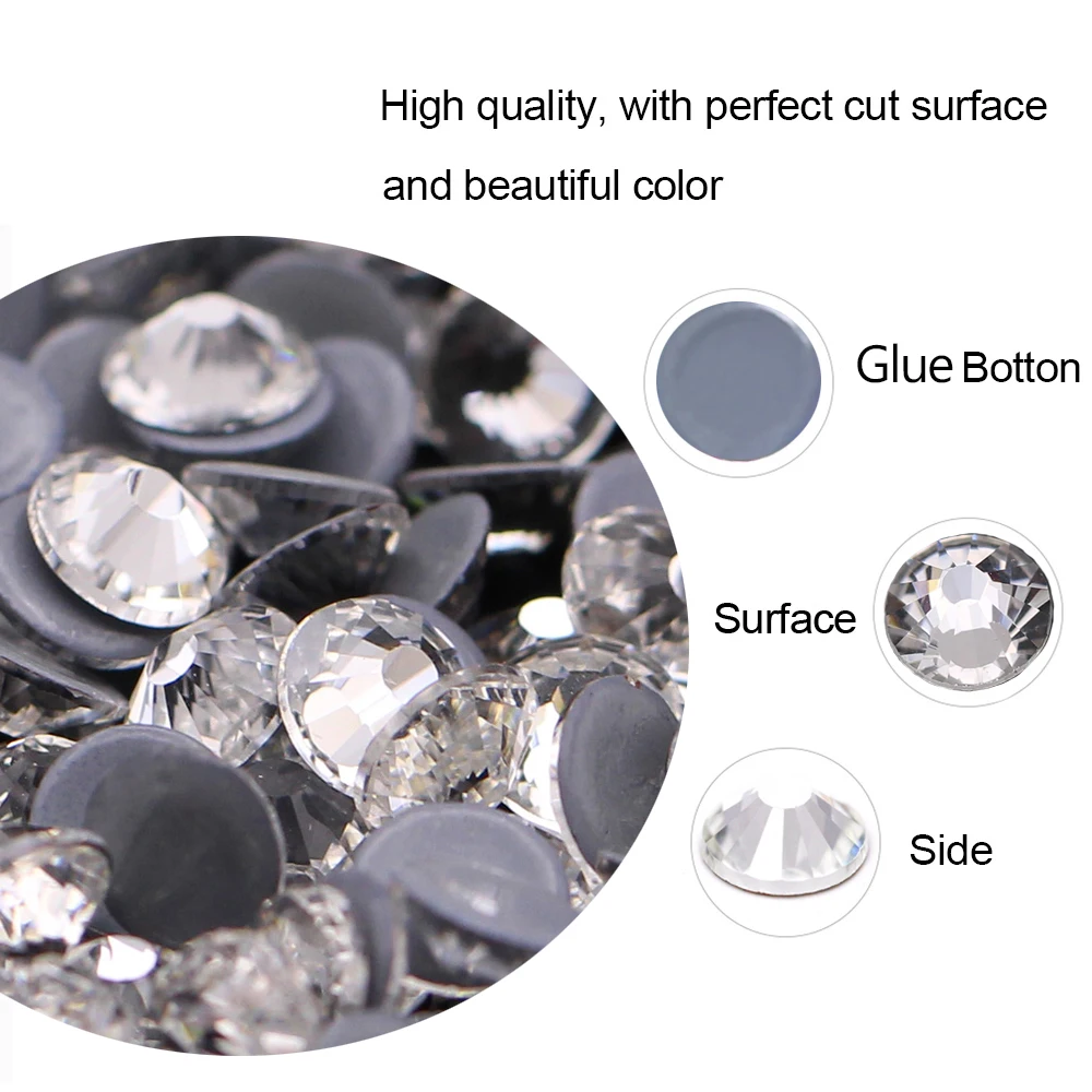 Стеклянные стразы AAAAA с кристаллами плоской задней поверхностью прозрачные для