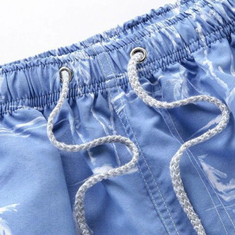 

Board Shorts Men Printed Drawstring Plus Size 4XL Loose Fashion Breathable Swimwear Quick Drying Chic Korean Style Mens Beach