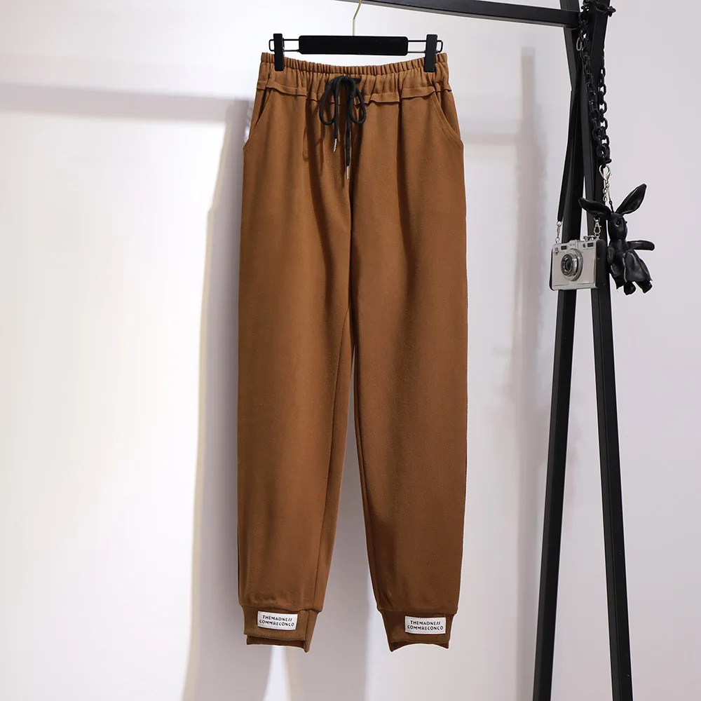 Новые осенне-зимние женские спортивные брюки большие повседневные свободные