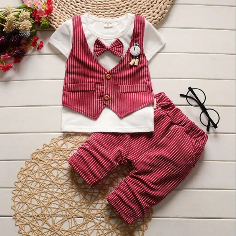 2019 New summer baby costume fashion cartoon print boys &amp girls clothes sets cotton 0-2Y clothing for |