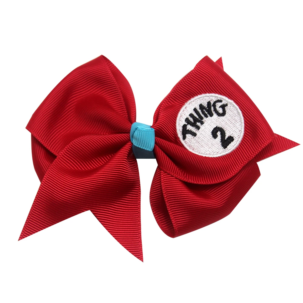 Зеленый " Dr Seuss thing1 2 аксессуары для волос банты embroid блеск бант заколки для девочек Дети мультфильм заколки для волос подарки - Цвет: Зеленый