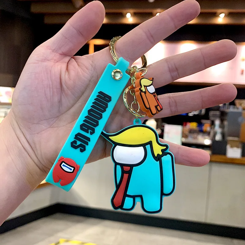 

Among Us PVC Keychain Toys Cute Cartoon Game Trust No One AmongUs Doll Bag Key Chains Keyring Pendant Children Xmas Gifts