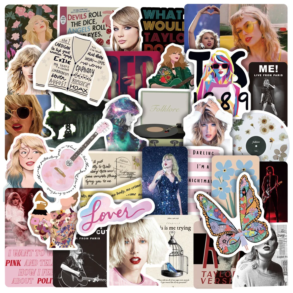 

10/30/50PCS Alison Swift Taylor Folklore Stickers for Laptop Guitar Phone Case Waterproof Aesthetic Decal Sticker Pack Kid Toy