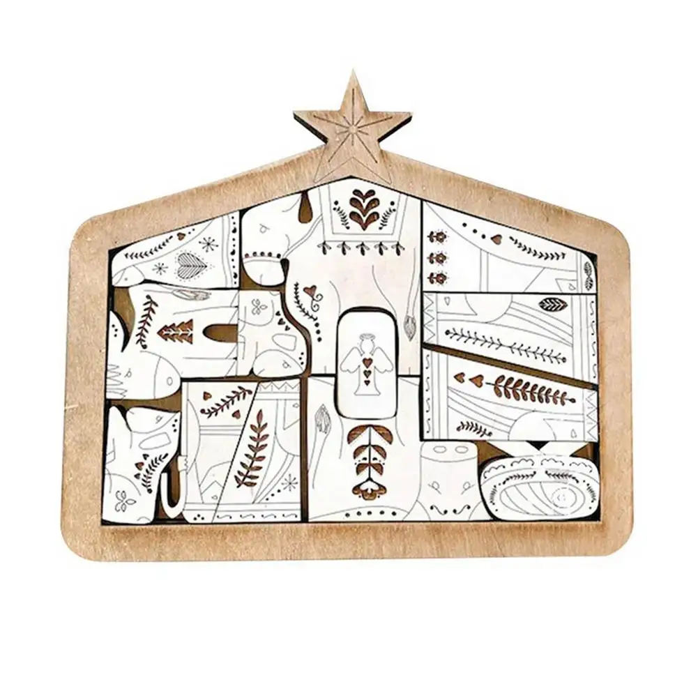 

Wooden Jesus Puzzle Statue Nativity Puzzle With Wood Burned Design Jigsaw Puzzle Game Ornament Crafts Sculpture Decorations F