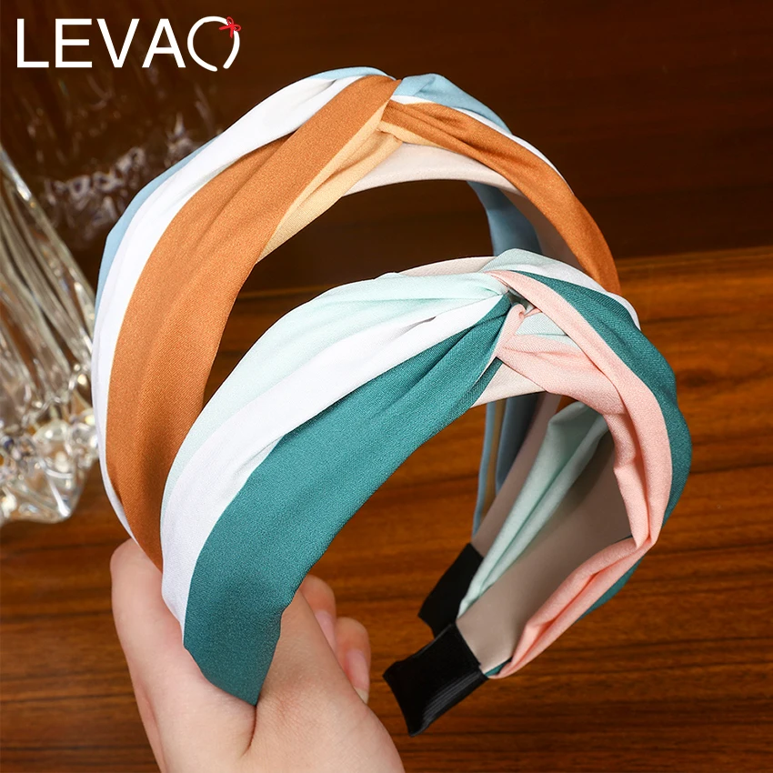 Женский широкий ободок Levao Радужный эластичный в полоску аксессуар для волос| |