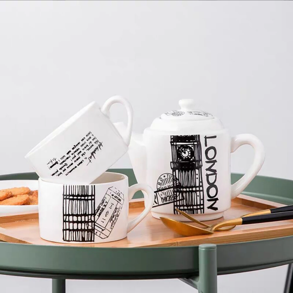

Nordic Ceramic Teapot Tea Set Coffee Cup Set Household Mug Afternoon Tea Creative Coffee Cup and Pot Set Tea Pot and Cup Set