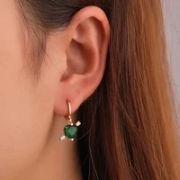 personality exaggerated zircon one arrow pierced earrings metal peach heart stud earrings temperament fashion earrings